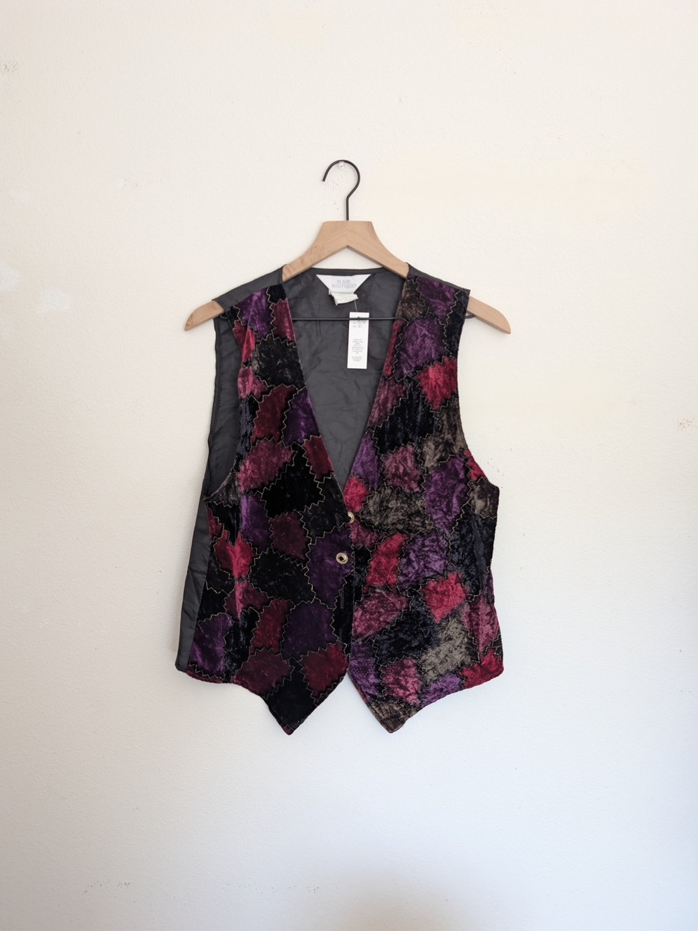 Vintage Velvet Patchwork Sleeveless Vest - Purple & Red